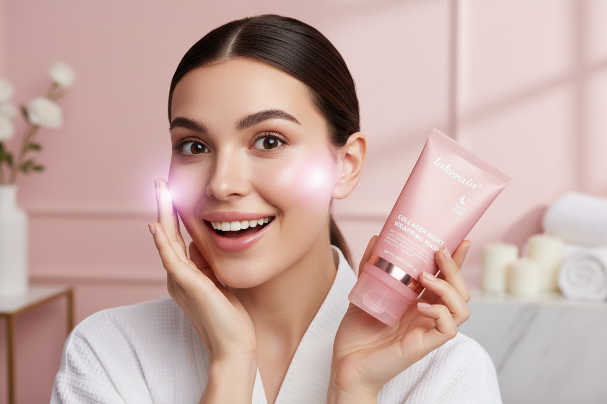 Femme émerveillée par sa peau